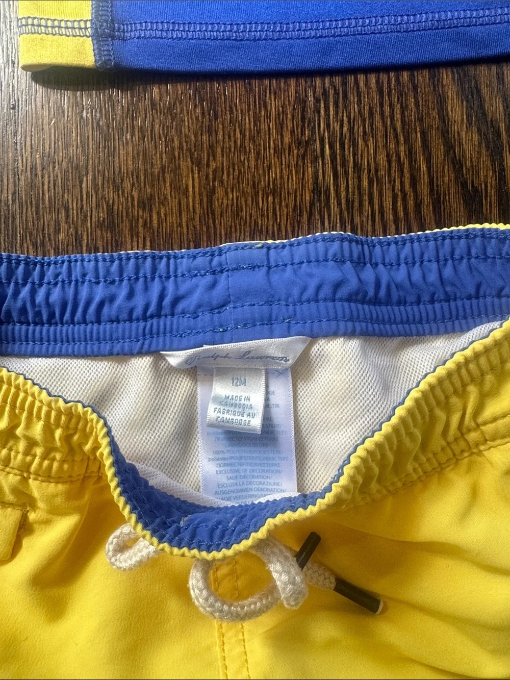 Ralph Lauren Blue & Yellow Boys Rash Guard Swim Set